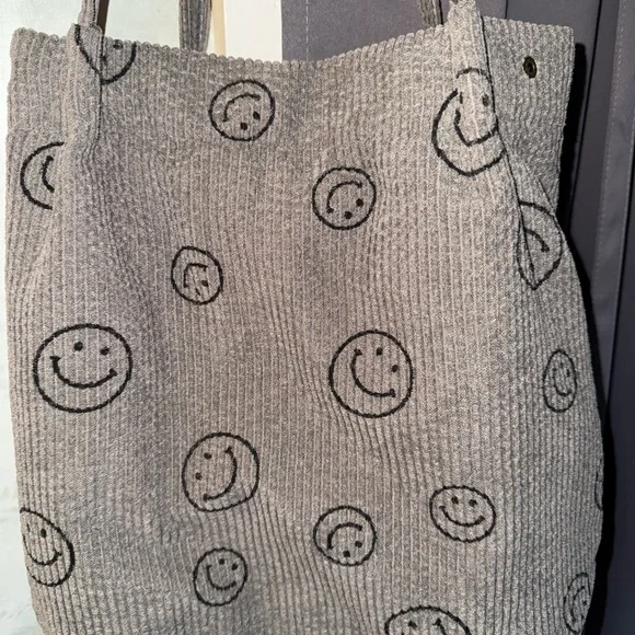 Gray Smiley Face Tote Bag - Picture 5 of 5
